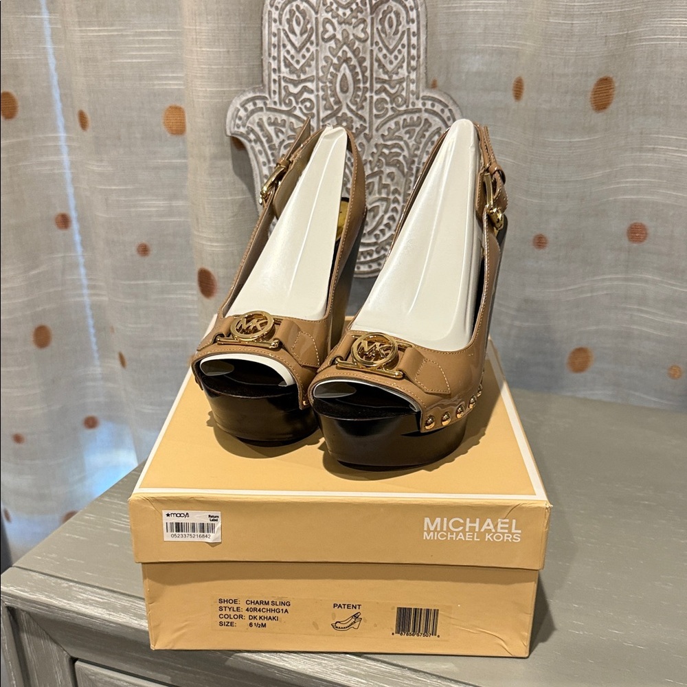 Michael Kors Brown Peep Toe Heels